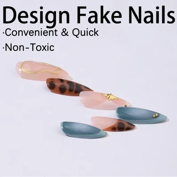 Leopard Print Fake Nails with Nail File & Tape, 24pcs/box - Picture 4 of 6